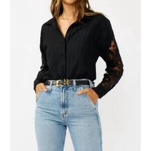 NEW LOVESTITCH serafina lace shirt in black